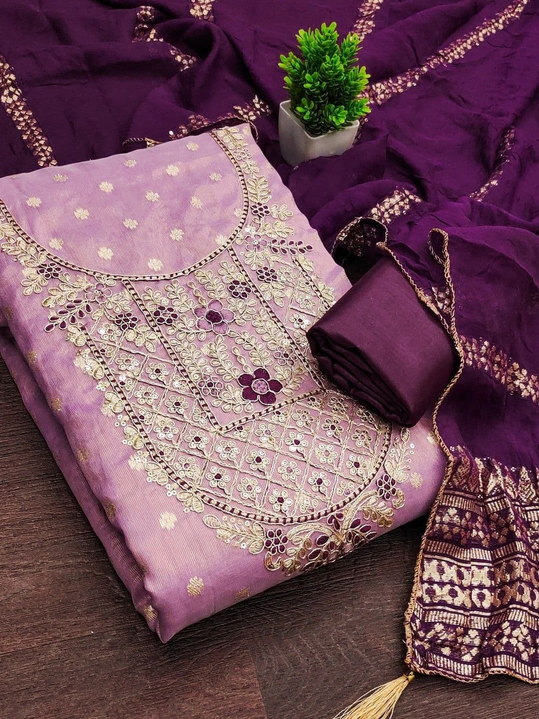 TAVAS Embroidered Unstitched Dress Material thumbnail 4