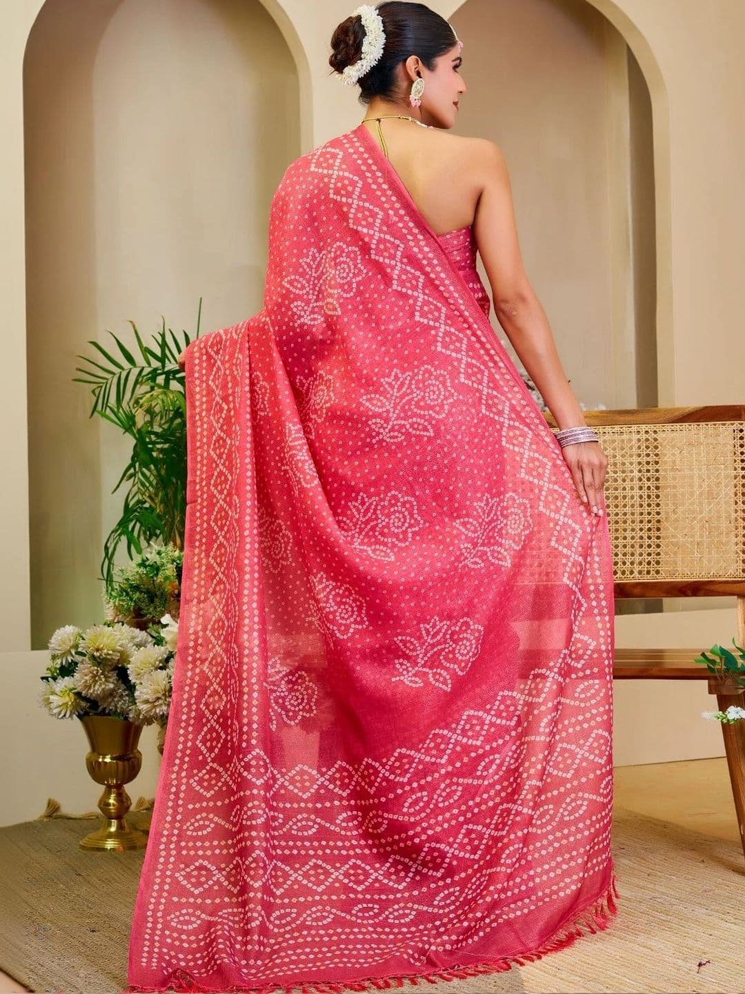 ZAMUNA Bandhani Tissue Designer Bhagalpuri Saree thumbnail 5