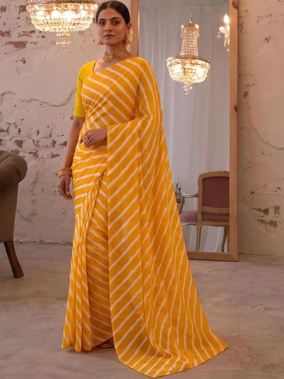 SAMANTHA Leheriya Poly Georgette Leheriya Saree - view 1