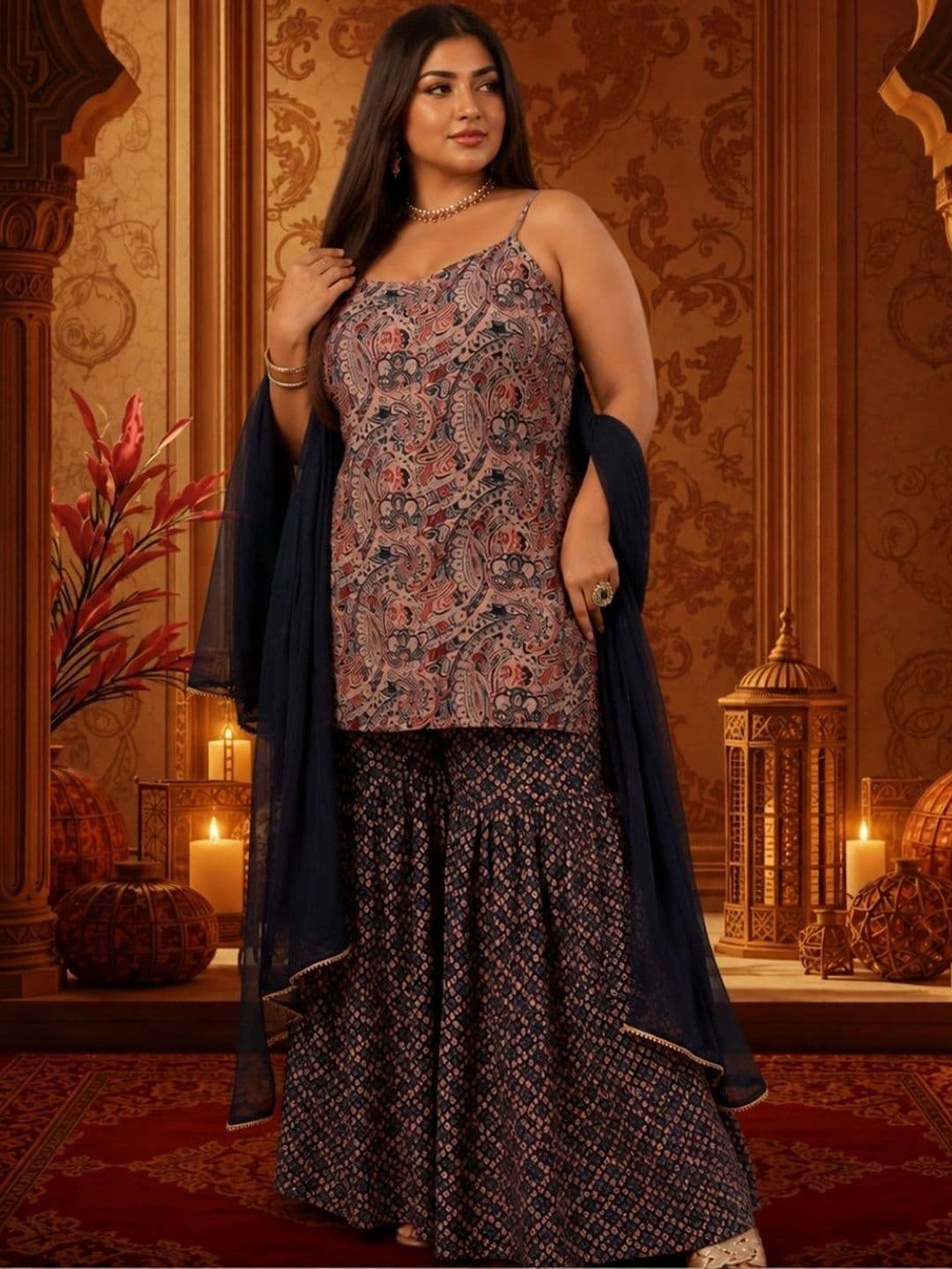 indo street Women Paisley Printed Regular Kurti with Sharara & With Dupatta thumbnail 2