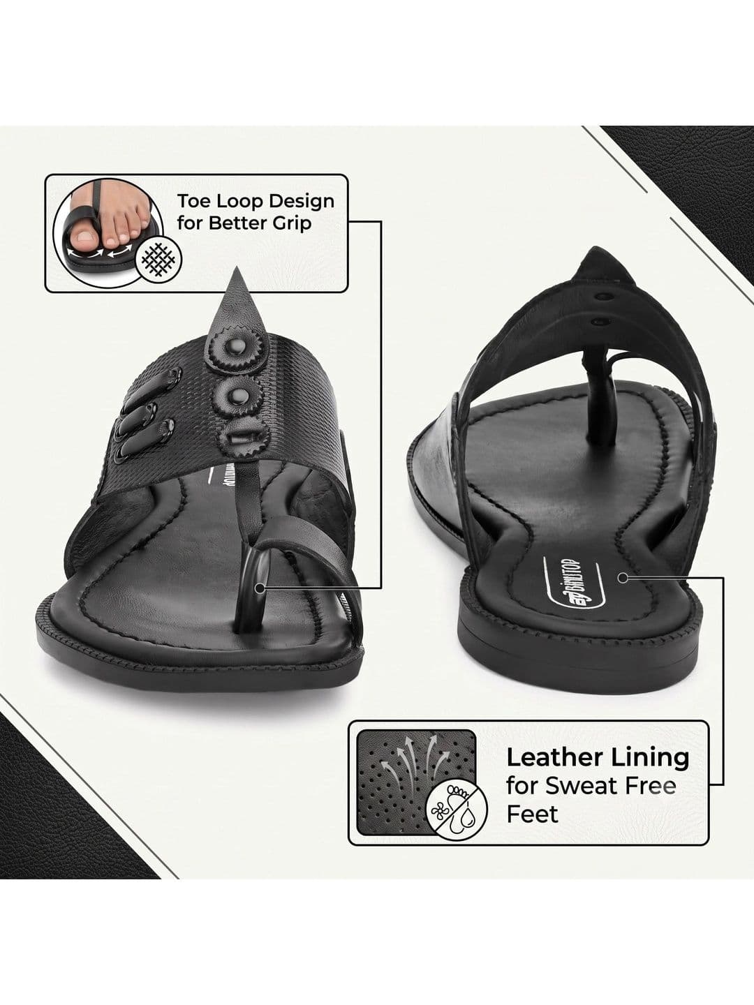 BINUTOP Men Leather Shoe-Style Sandals thumbnail 3