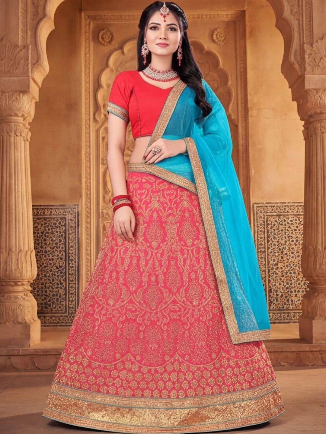 Anouk Rustic Semi-Stitched Lehenga & Unstitched Blouse With Dupatta thumbnail 6