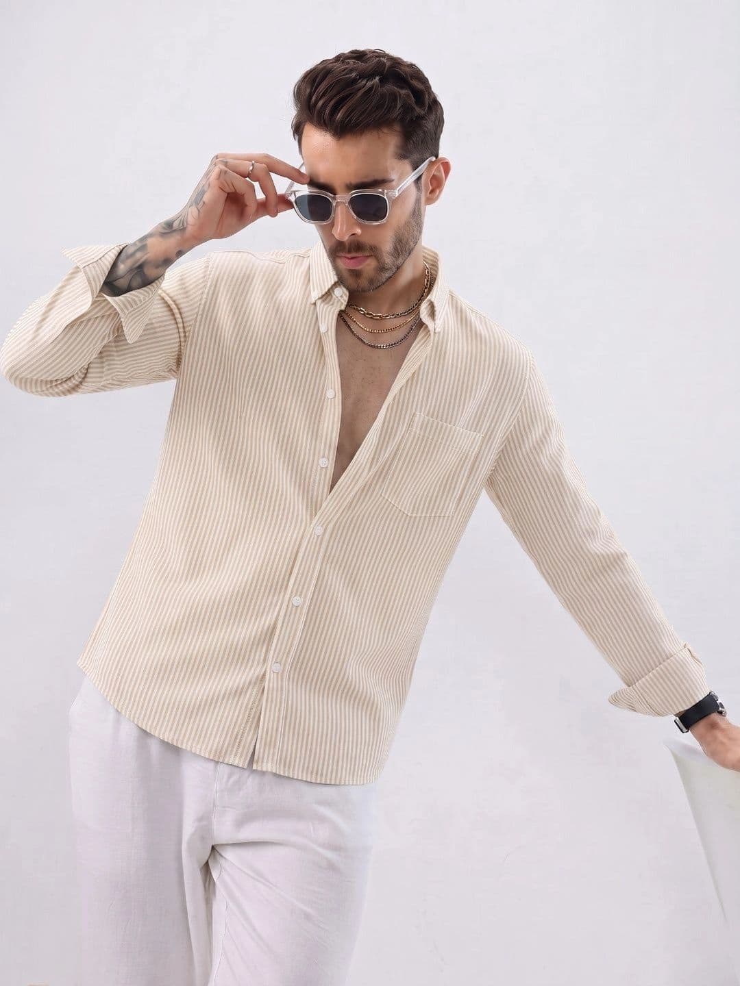 HENSHIKA Men Standard Striped Casual Shirt thumbnail 6