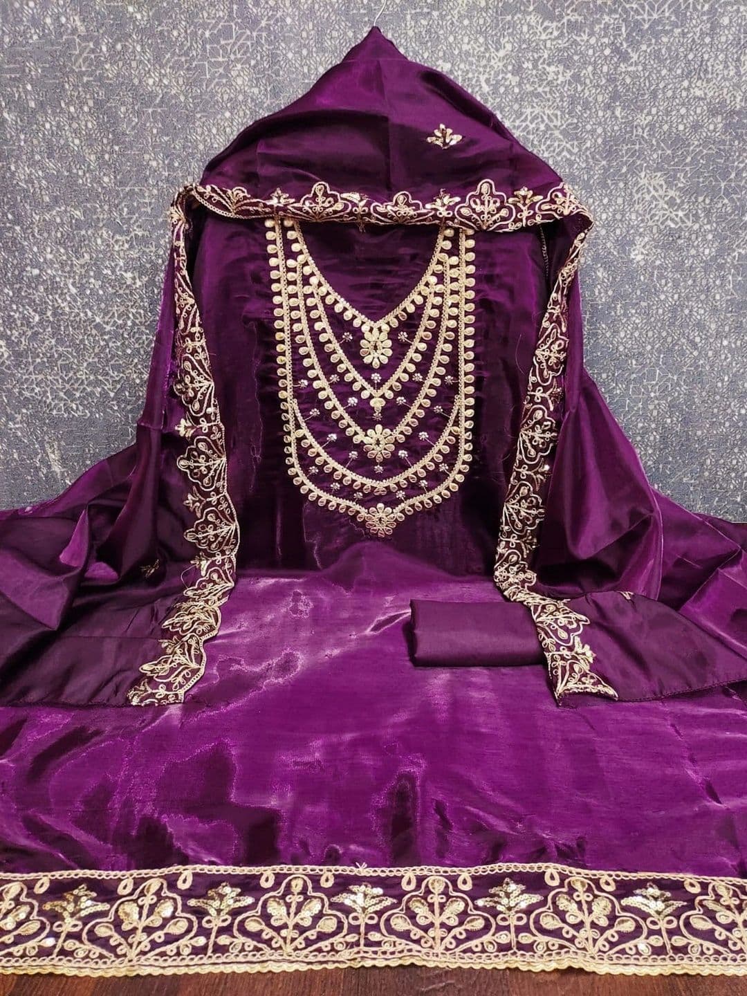 TAVAS Embroidered Pure Silk Unstitched Dress Material thumbnail 6