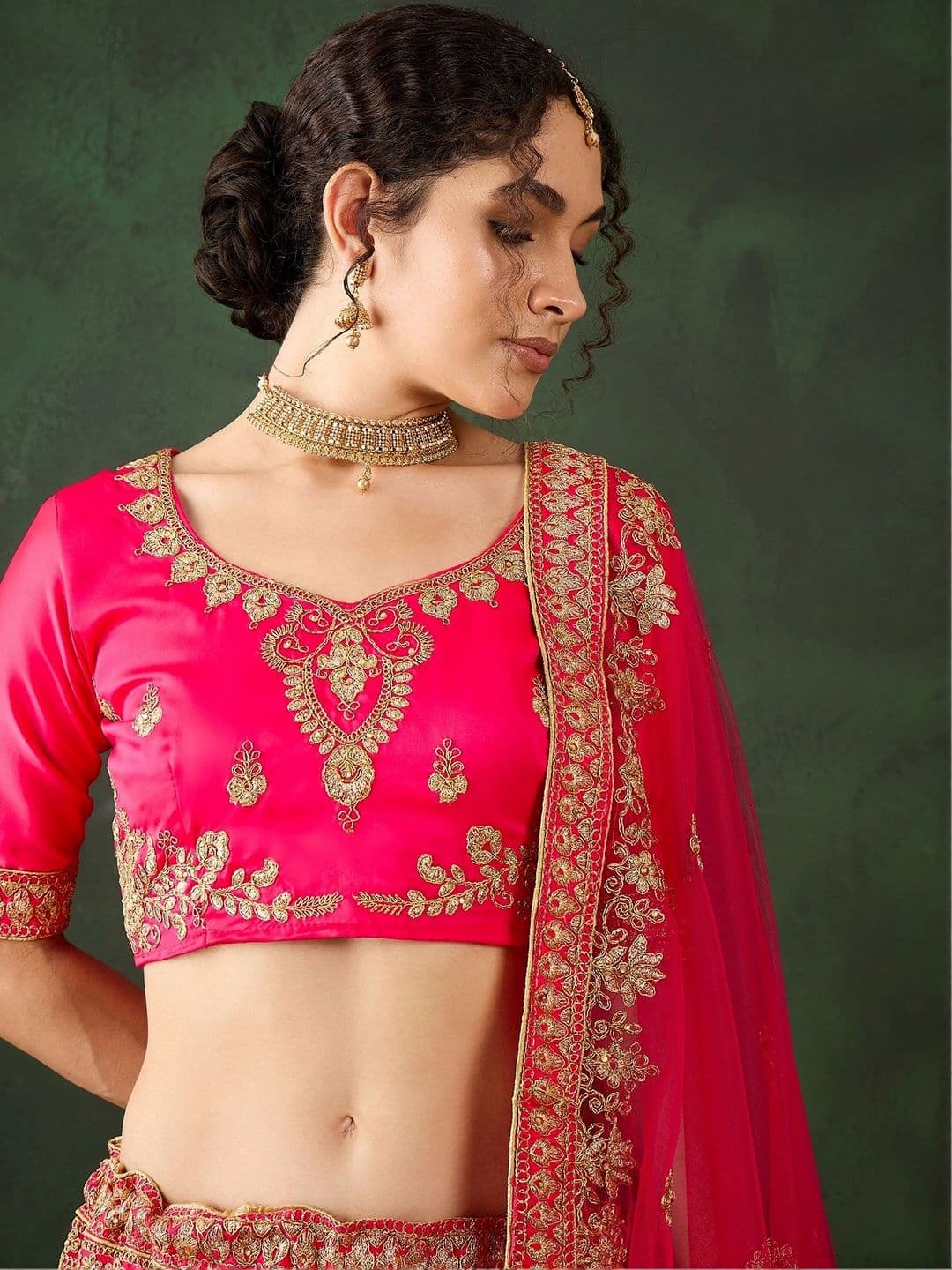 Anouk Rustic Embroidered Semi-Stitched Lehenga & Unstitched Blouse With Dupatta thumbnail 4