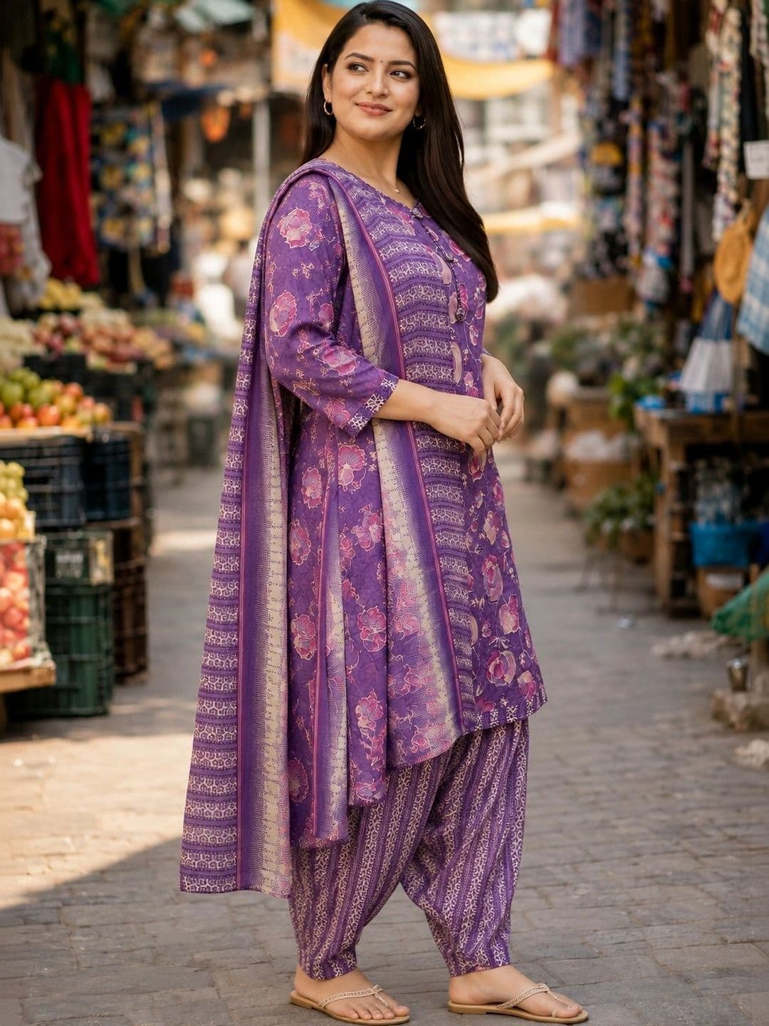 Aaradhya Fashion Women Floral Printed Regular Kurta with Patiala & With Dupatta thumbnail 3