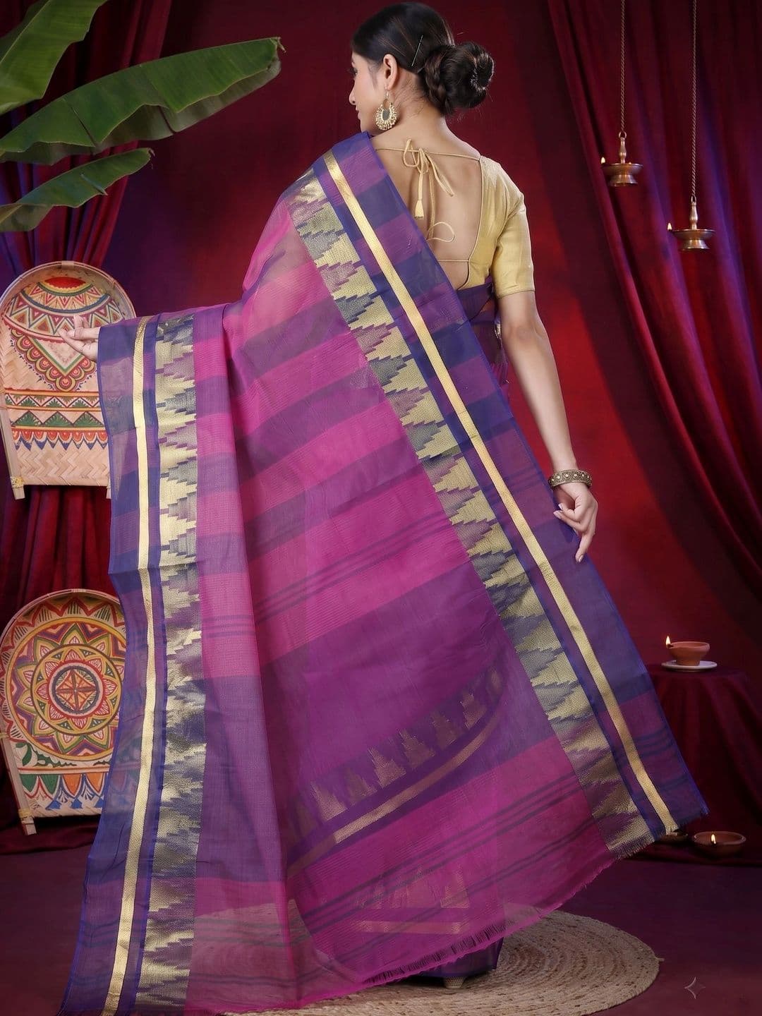 GitAsit Woven Design Zari Pure Cotton Handloom Taant Saree thumbnail 6