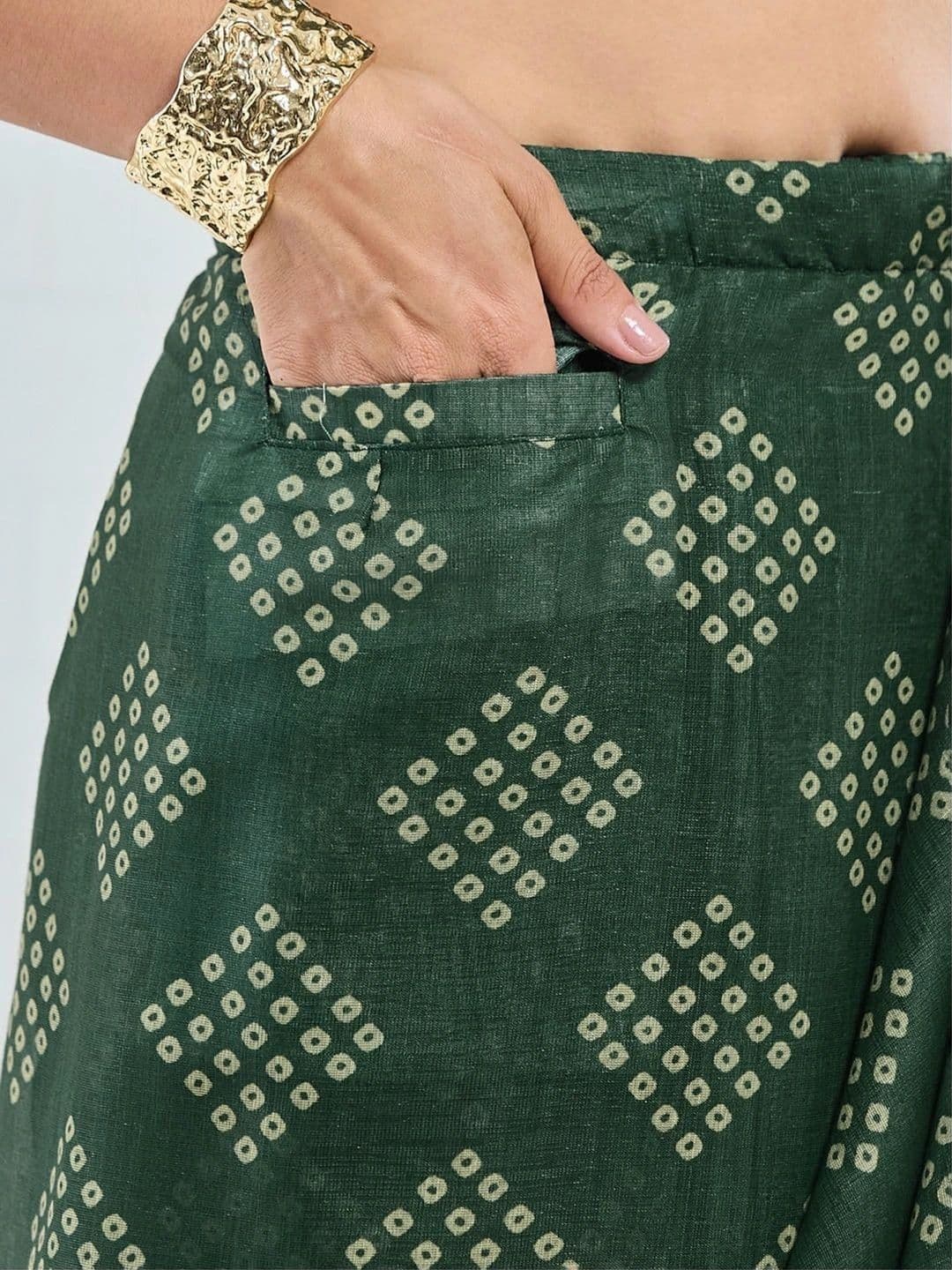 SAMANTHA Bandhani Linen Blend Belted Saree thumbnail 3