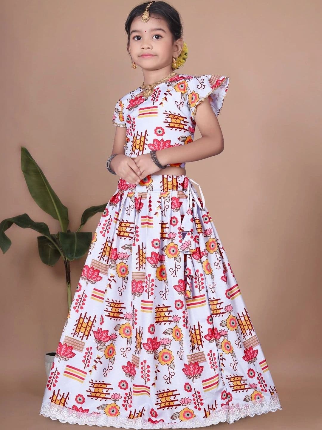 Tiny Twirls Girls Printed Ready to Wear Lehenga & thumbnail 5