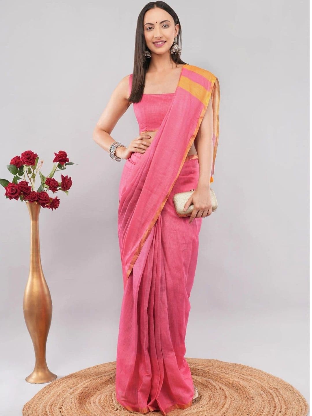 SAMANTHA women  Striped Linen Blend Saree - view 1