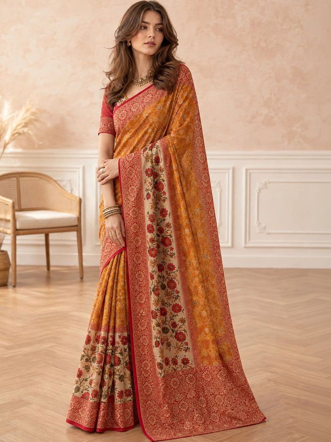 all about you Floral Zari Silk Cotton Fusion Saree - view 1
