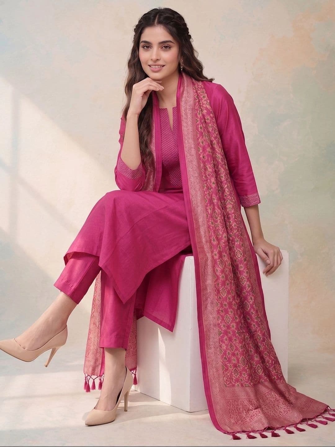 AADVIKA Women Regular Kurta with Trousers & With Dupatta - view 1