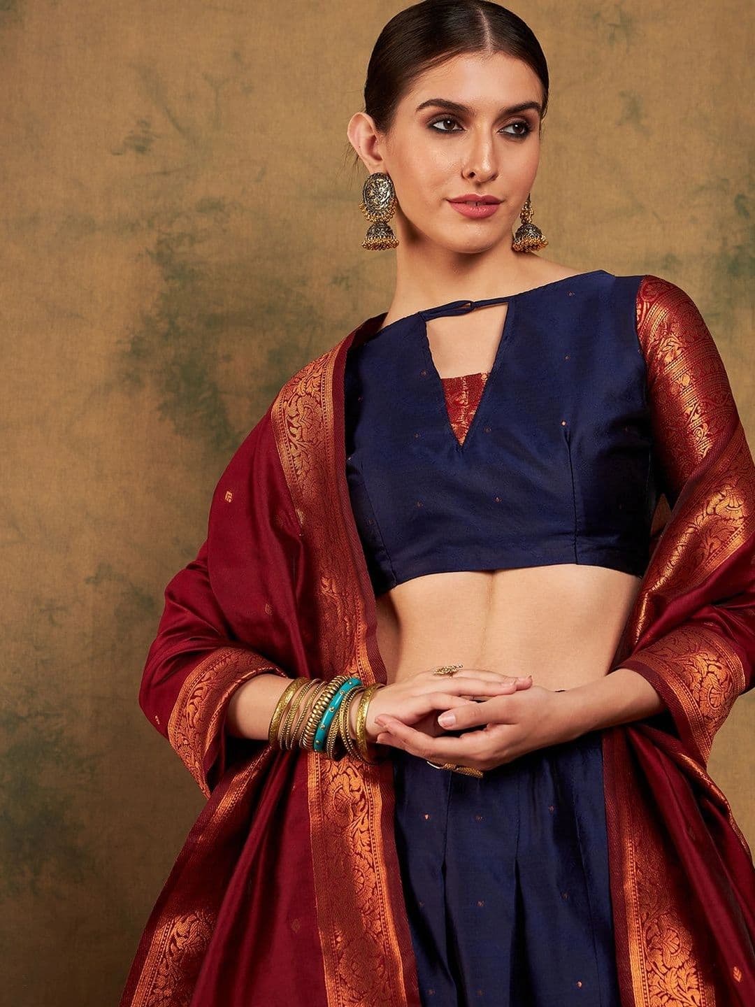 Anouk Rustic Embellished Semi-Stitched Lehenga & Unstitched Blouse With Dupatta thumbnail 2