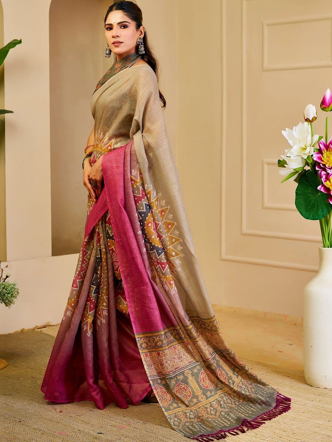 SAIYAMORI Kalamkari Pure Cotton Saree thumbnail 4
