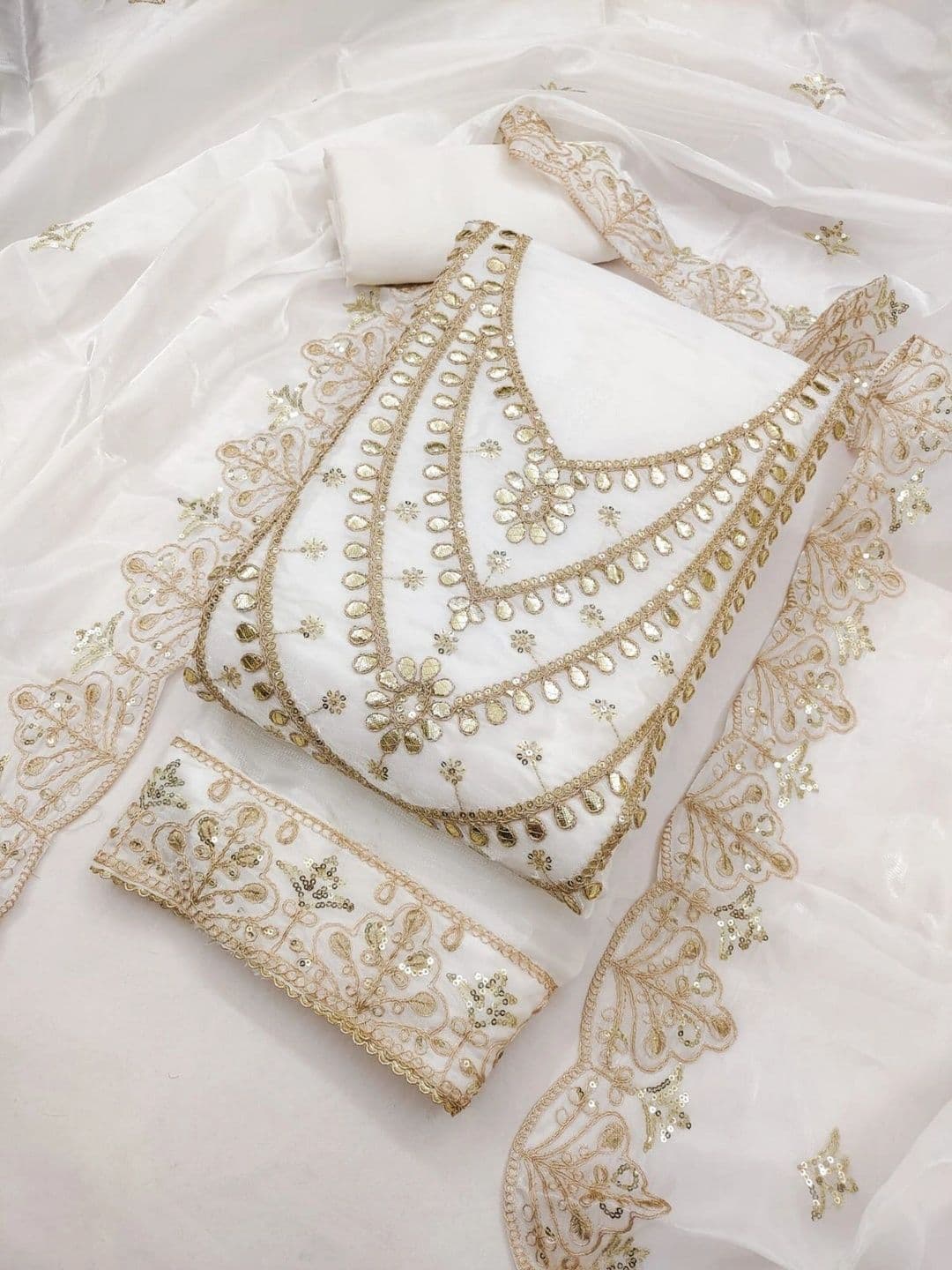 TAVAS Embellished Pure Silk Unstitched Dress Material thumbnail 6