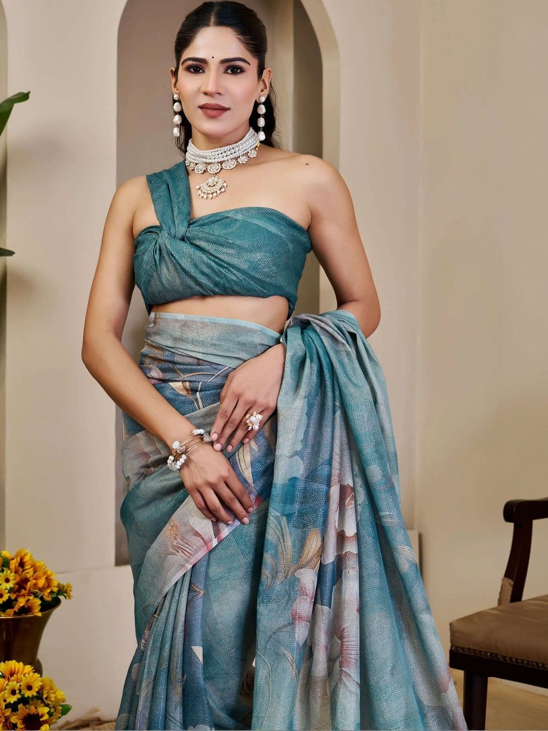 SAIYAMORI Floral Pure Cotton Saree thumbnail 4