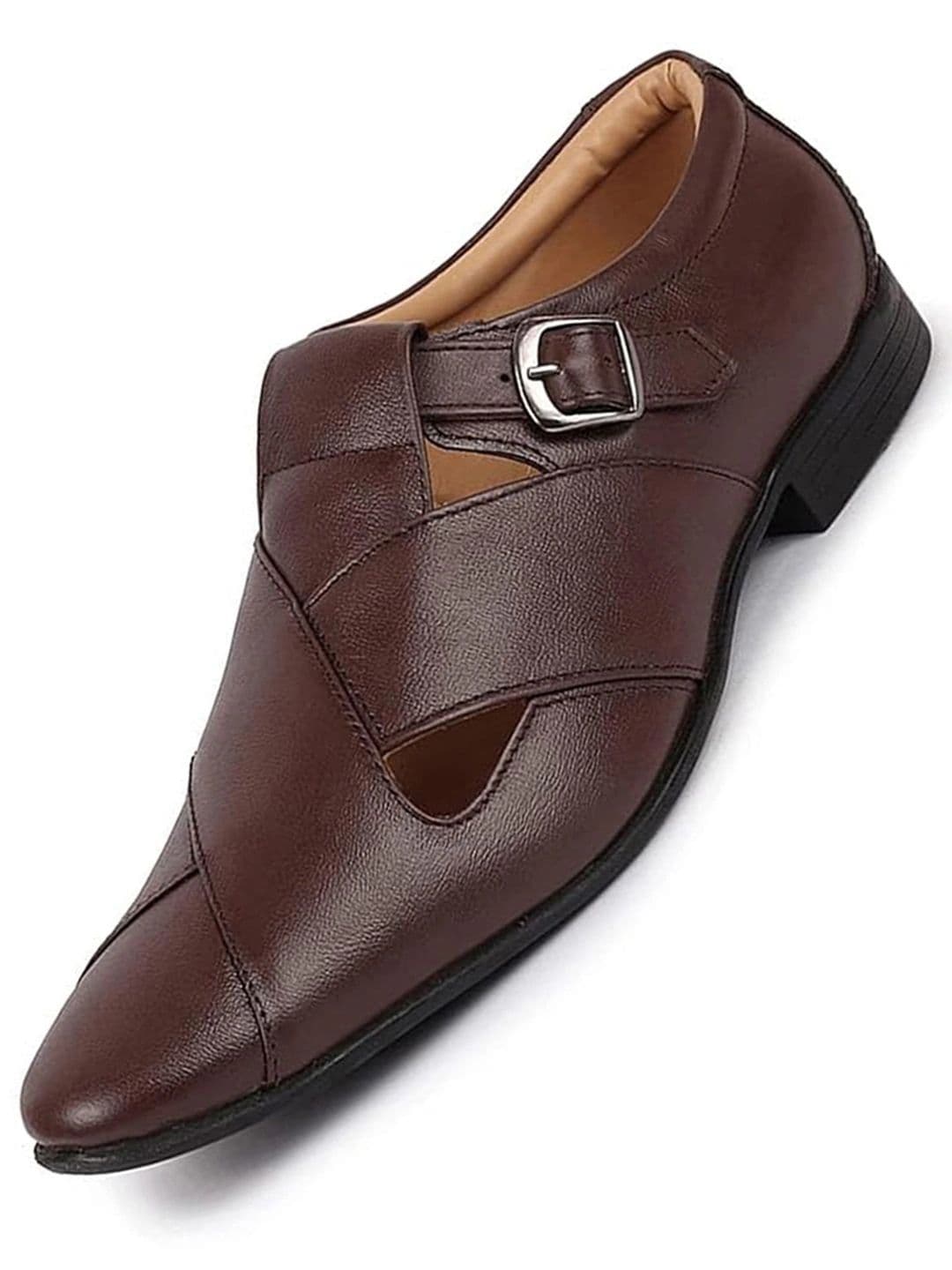 FAUSTO Men Brown Leather Shoe-Style Sandals - view 1