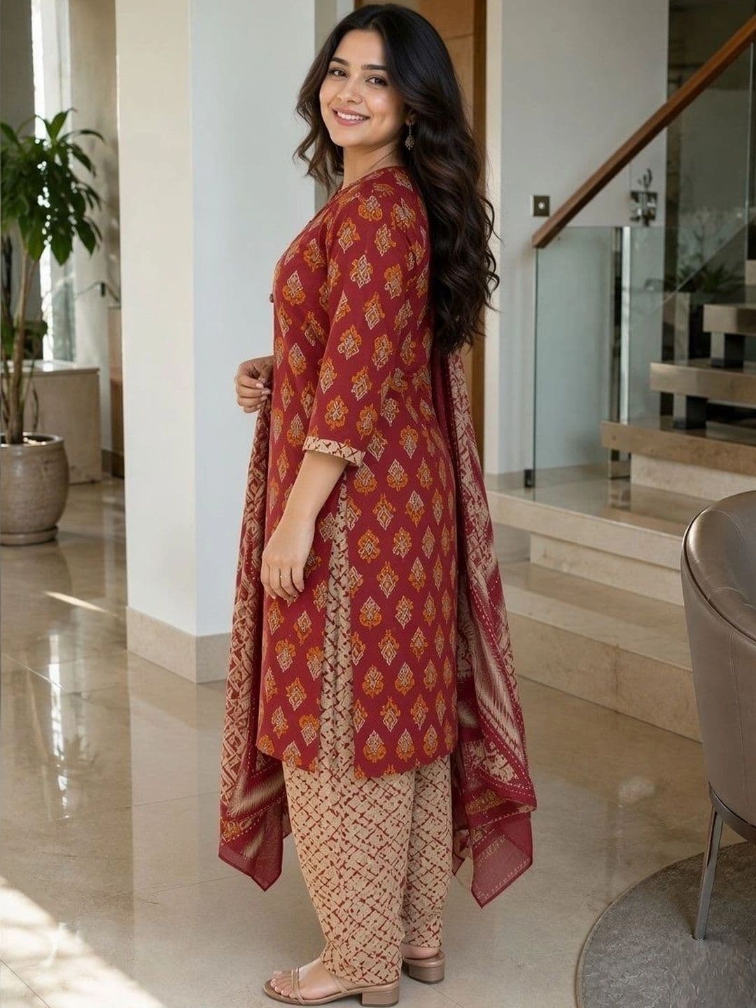 KALINI Women Ethnic Motifs Printed Regular Kurta with Patiala & With Dupatta thumbnail 5