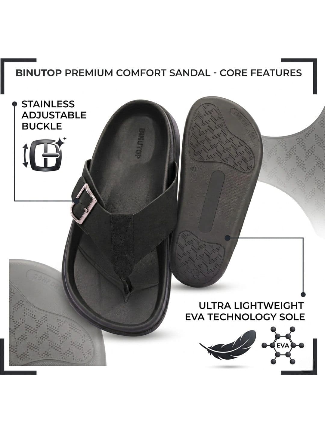 BINUTOP Men Comfort Sandals thumbnail 2
