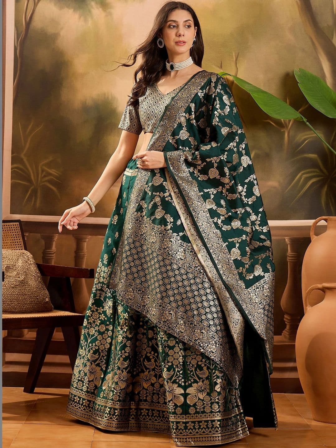 Anouk Rustic Semi-Stitched Lehenga & Unstitched Blouse With Dupatta - view 1