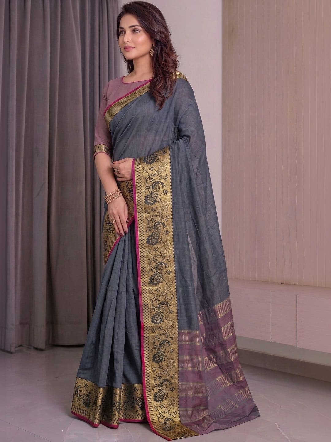 BOLOKA Woven Design Zari Designer Narayan Peth Saree thumbnail 3