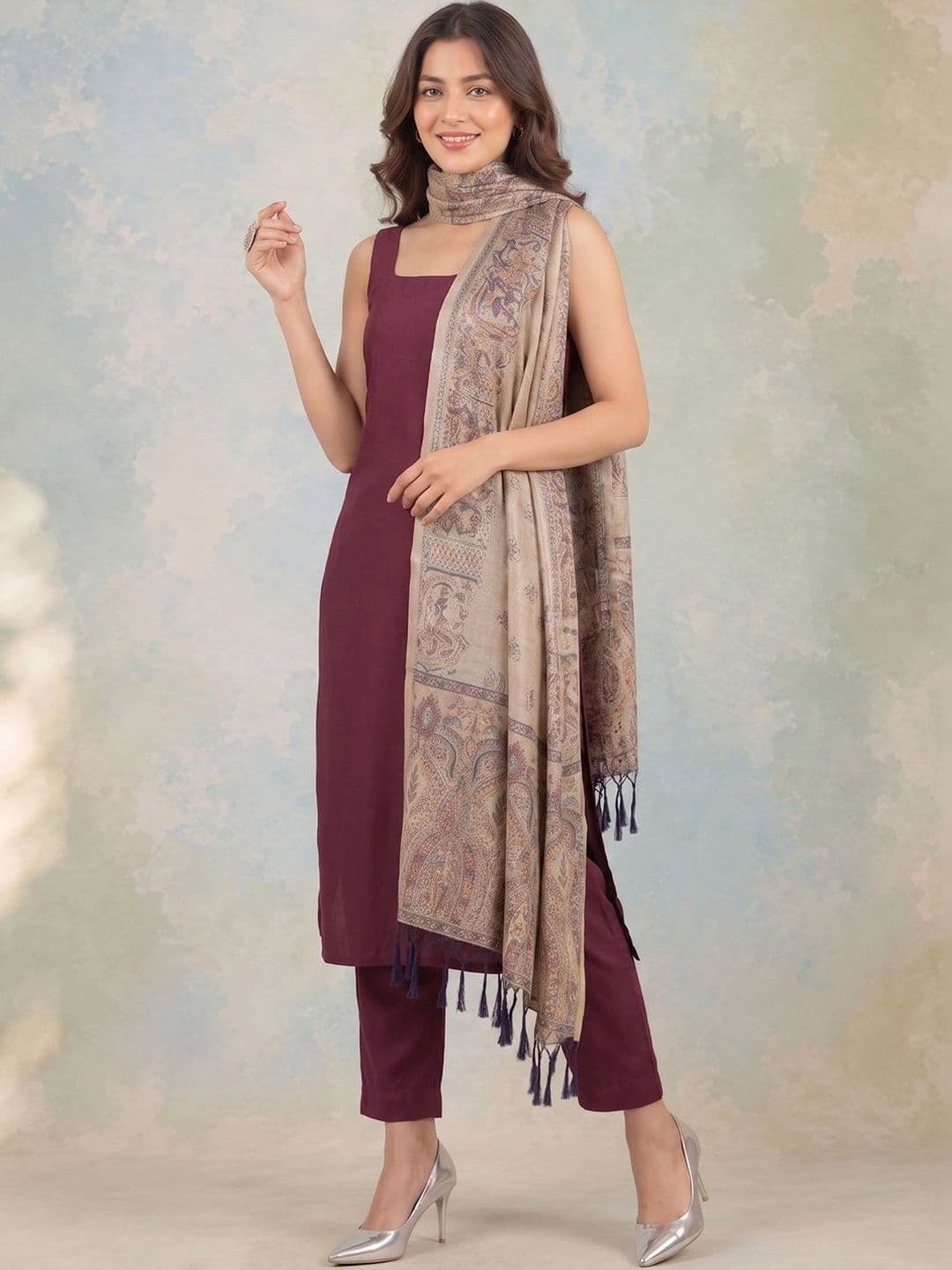 AADVIKA Women Ethnic Motifs Regular Kurta with Trousers & With Dupatta thumbnail 3