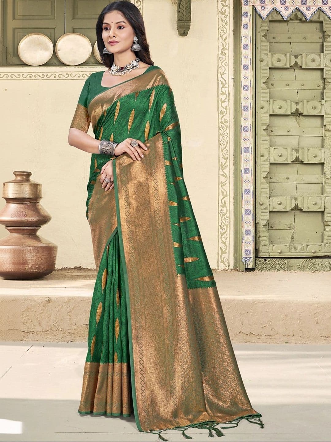 Mitera Woven Design Zari Silk Blend Banarasi Saree - view 1