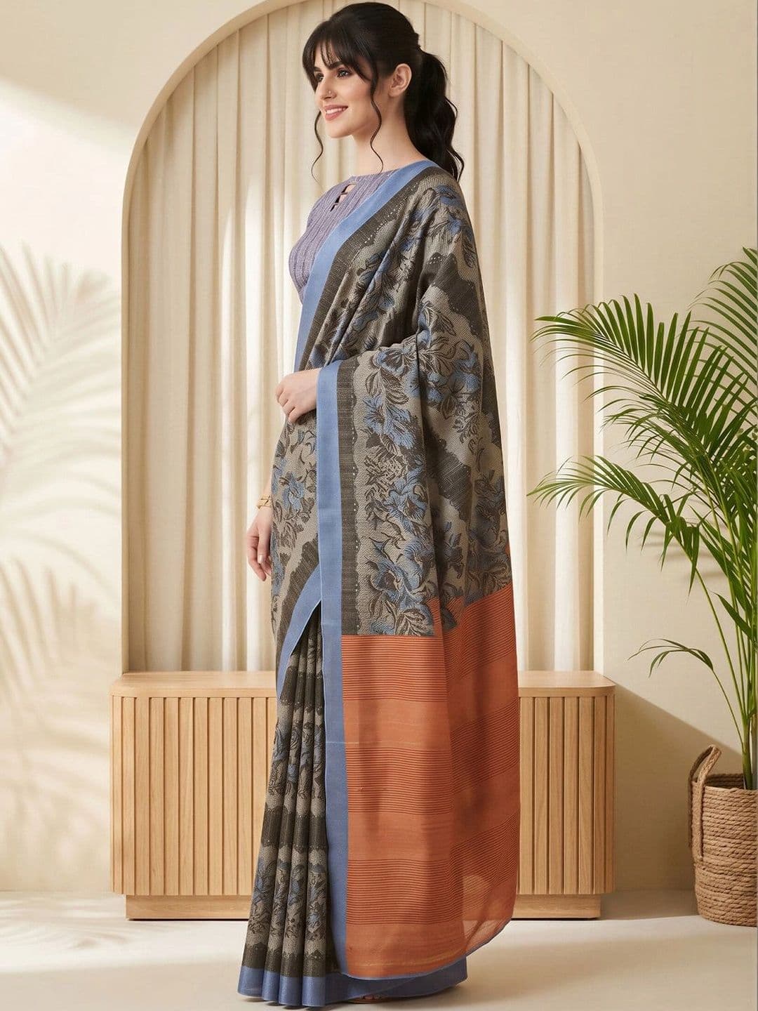 Sangria Floral Designer Saree thumbnail 5
