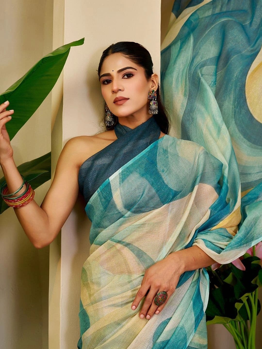 ZAMUNA Tissue Designer Bhagalpuri Saree thumbnail 4