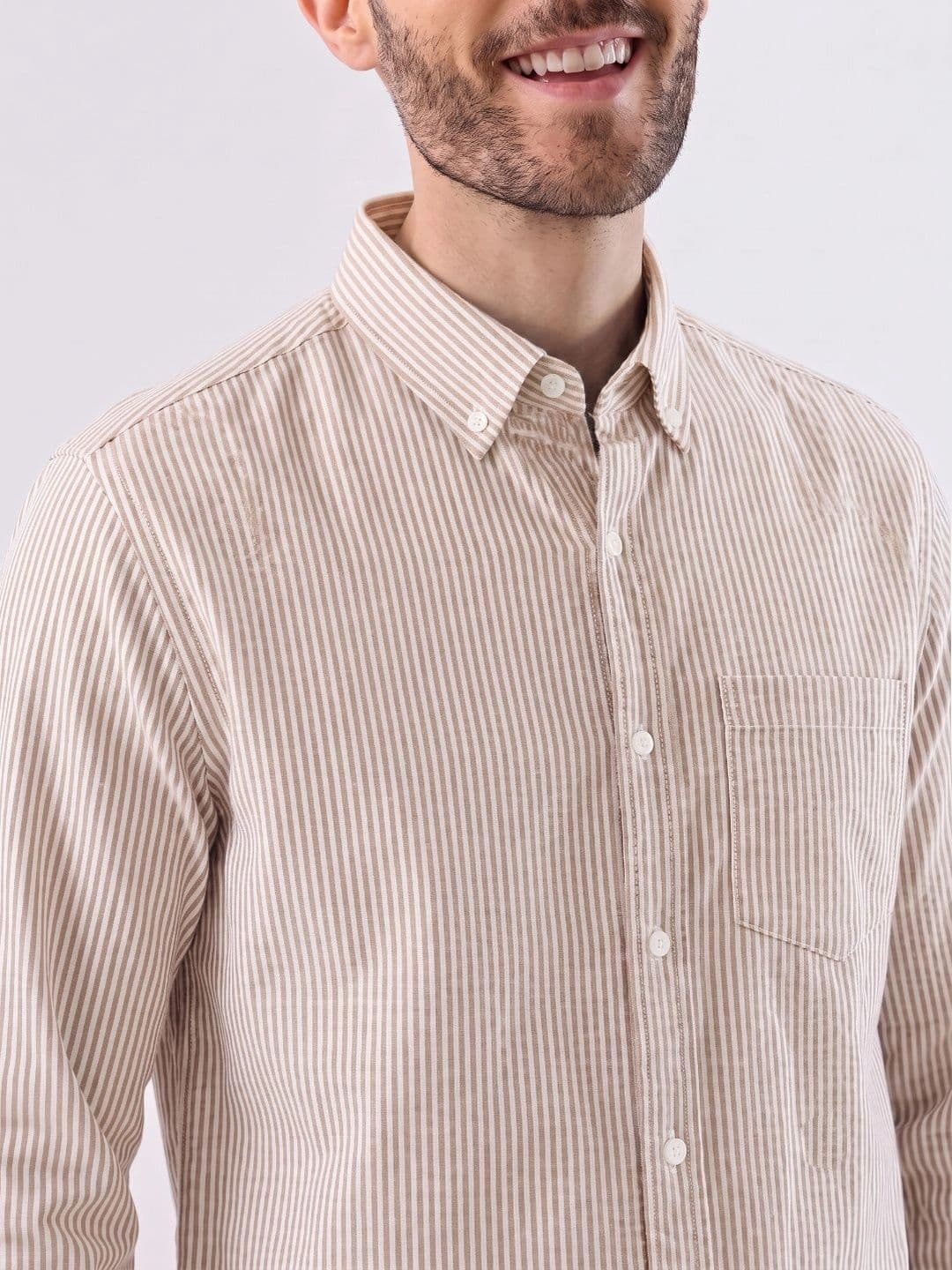 HENSHIKA Men Standard Striped Casual Shirt thumbnail 3