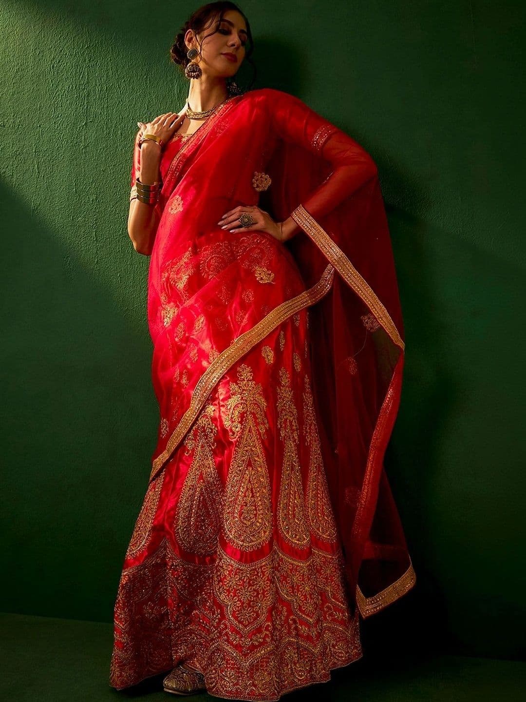 Anouk Rustic Embroidered Thread Work Semi-Stitched Lehenga & Unstitched Blouse With Dupatta thumbnail 7
