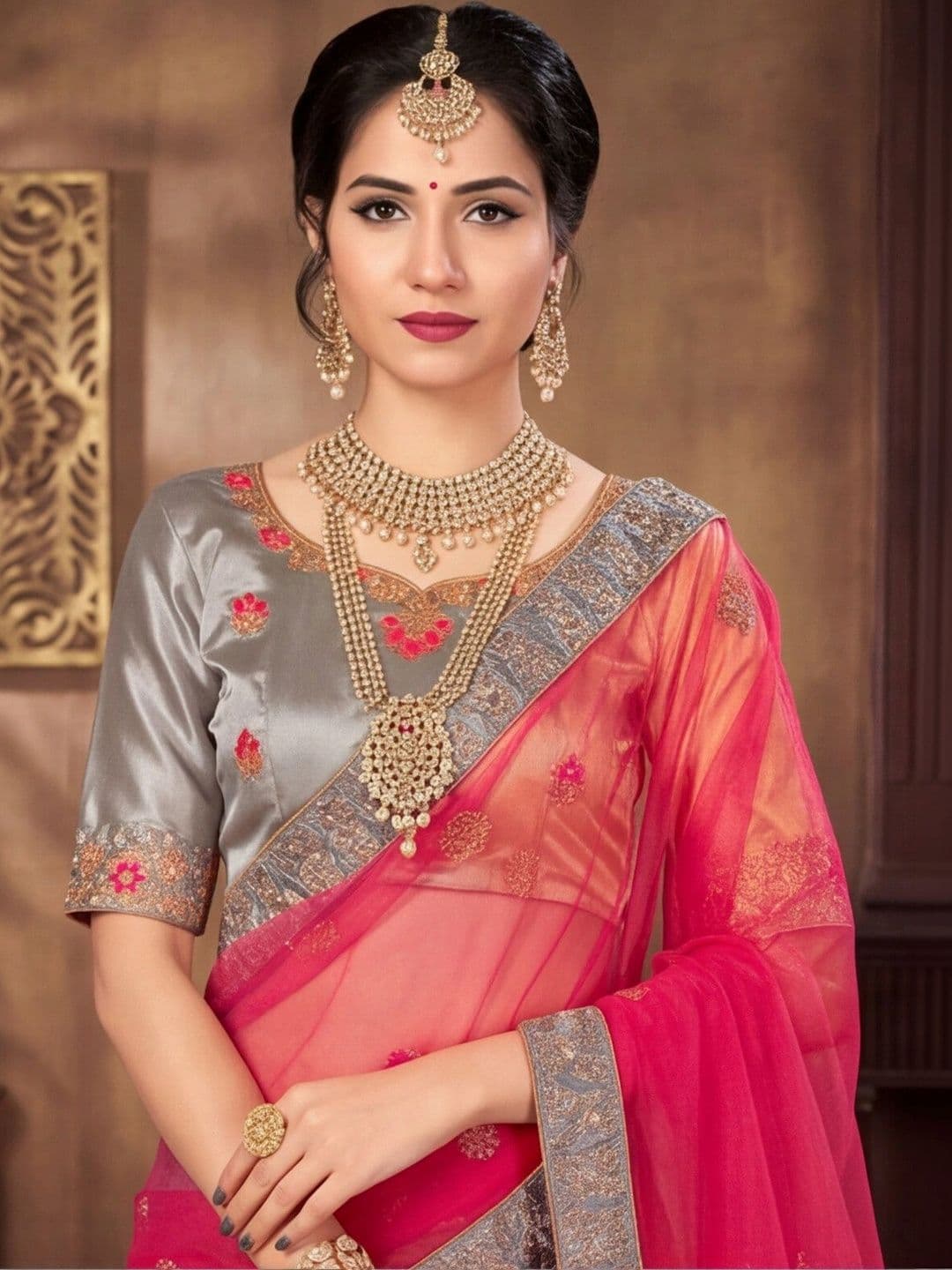 Anouk Rustic Embroidered Thread Work Semi-Stitched Lehenga & Unstitched Blouse With Dupatta thumbnail 3