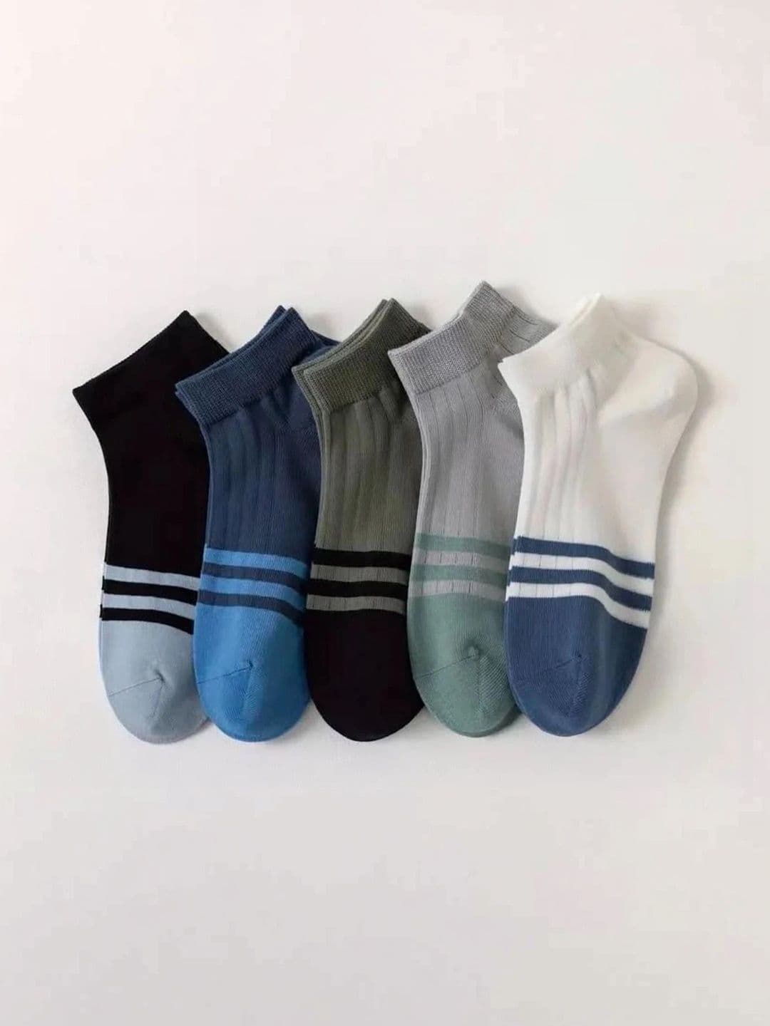 DJN CREATION Unisex Pack of 7 Cotton Blend Striped Ankle Length Socks thumbnail 3