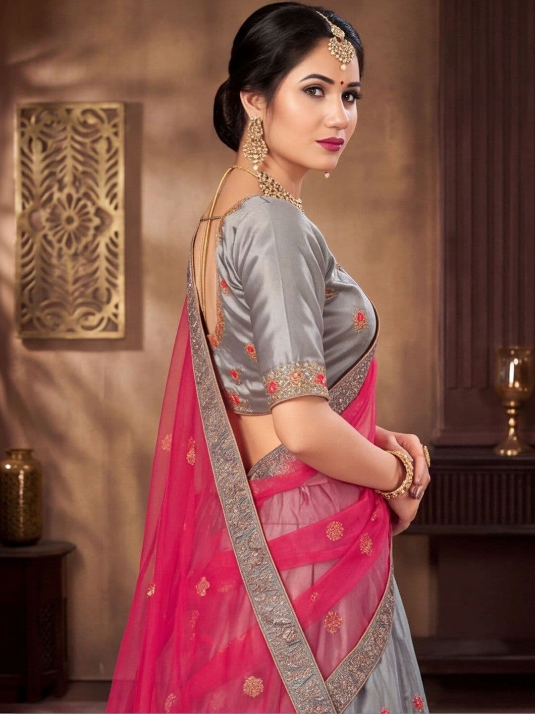 Anouk Rustic Embroidered Thread Work Semi-Stitched Lehenga & Unstitched Blouse With Dupatta thumbnail 4