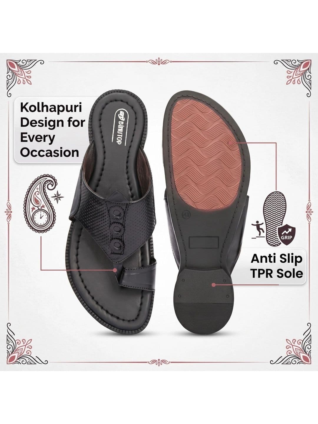 BINUTOP Men Leather Shoe-Style Sandals thumbnail 6