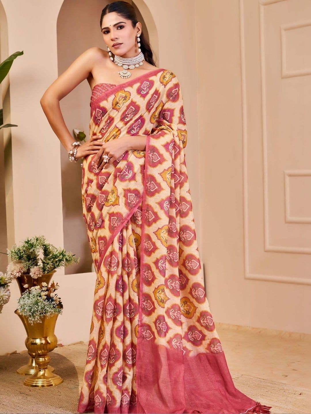 ZAMUNA Floral Tissue Designer Bhagalpuri Saree thumbnail 2