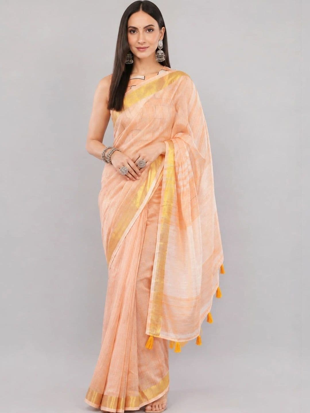 SAMANTHA Striped Linen Blend Saree - view 1