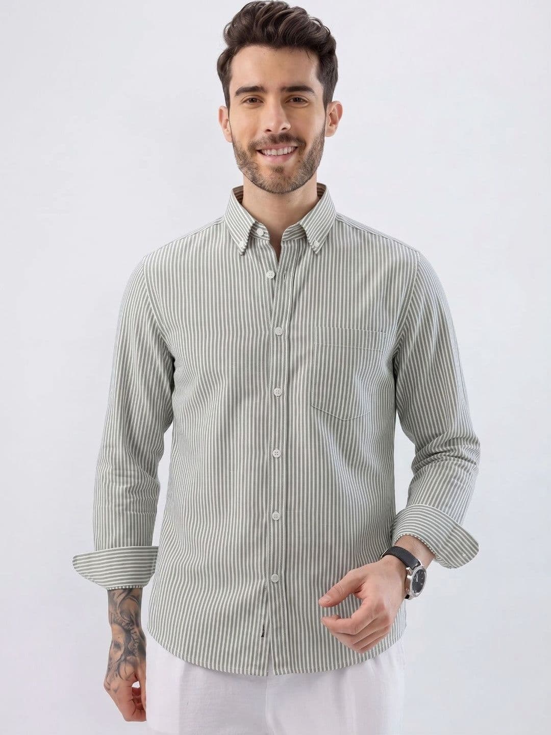 HENSHIKA Men Standard Striped Casual Shirt thumbnail 5