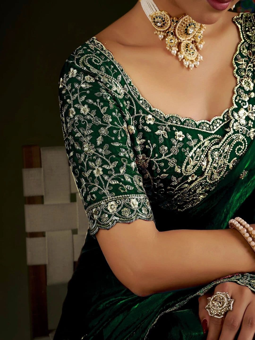 ANJAVI FASHION Floral Embroidered Heavy Work Saree thumbnail 2