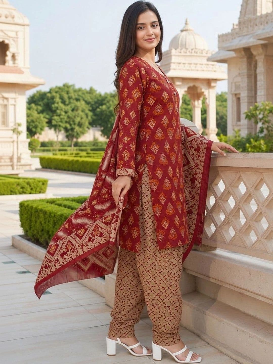 Rajnandini Women Ethnic Motifs Printed Regular Kurta with Patiala & With Dupatta thumbnail 4