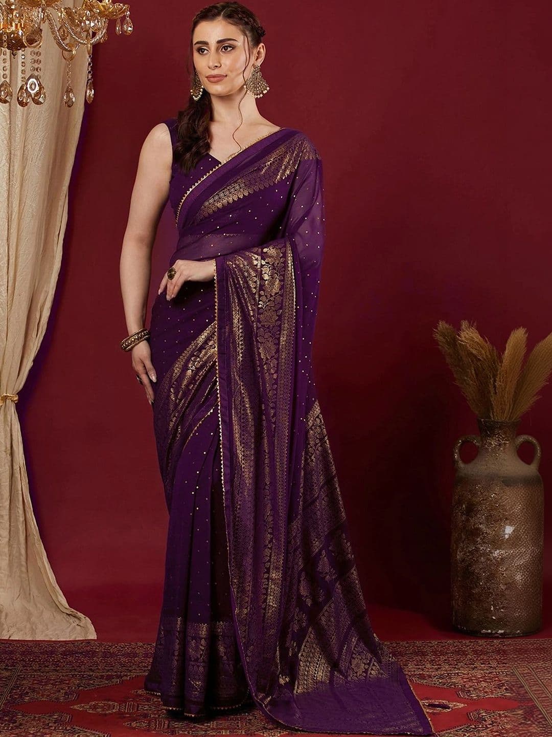 SANISA Woven Design Zari Pure Georgette Saree - view 1