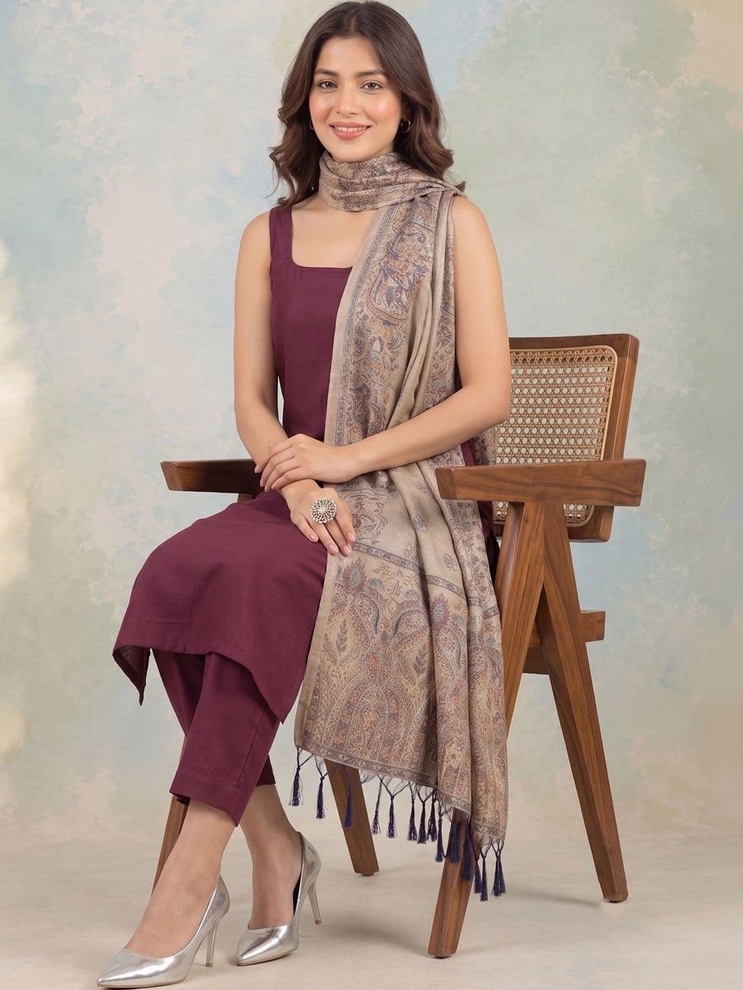 AADVIKA Women Ethnic Motifs Regular Kurta with Trousers & With Dupatta - view 1