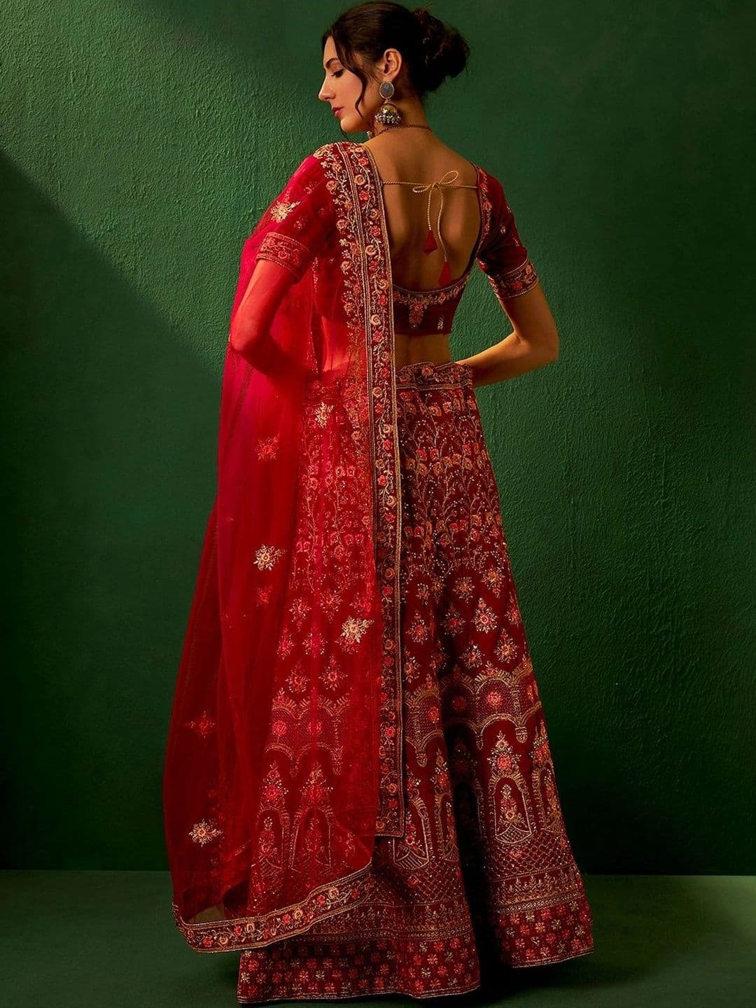 Anouk Rustic Embroidered Thread Work Semi-Stitched Lehenga & Unstitched Blouse With Dupatta thumbnail 2
