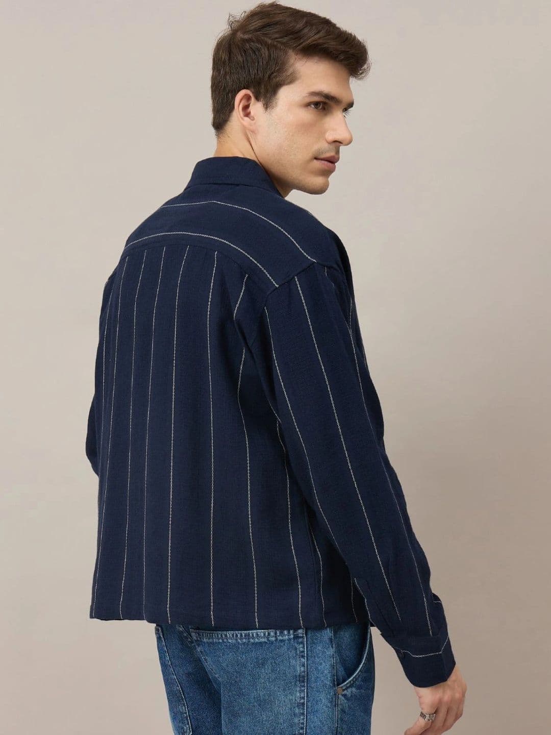 CHIMPAAANZEE Men Boxy Striped Casual Shirt thumbnail 3