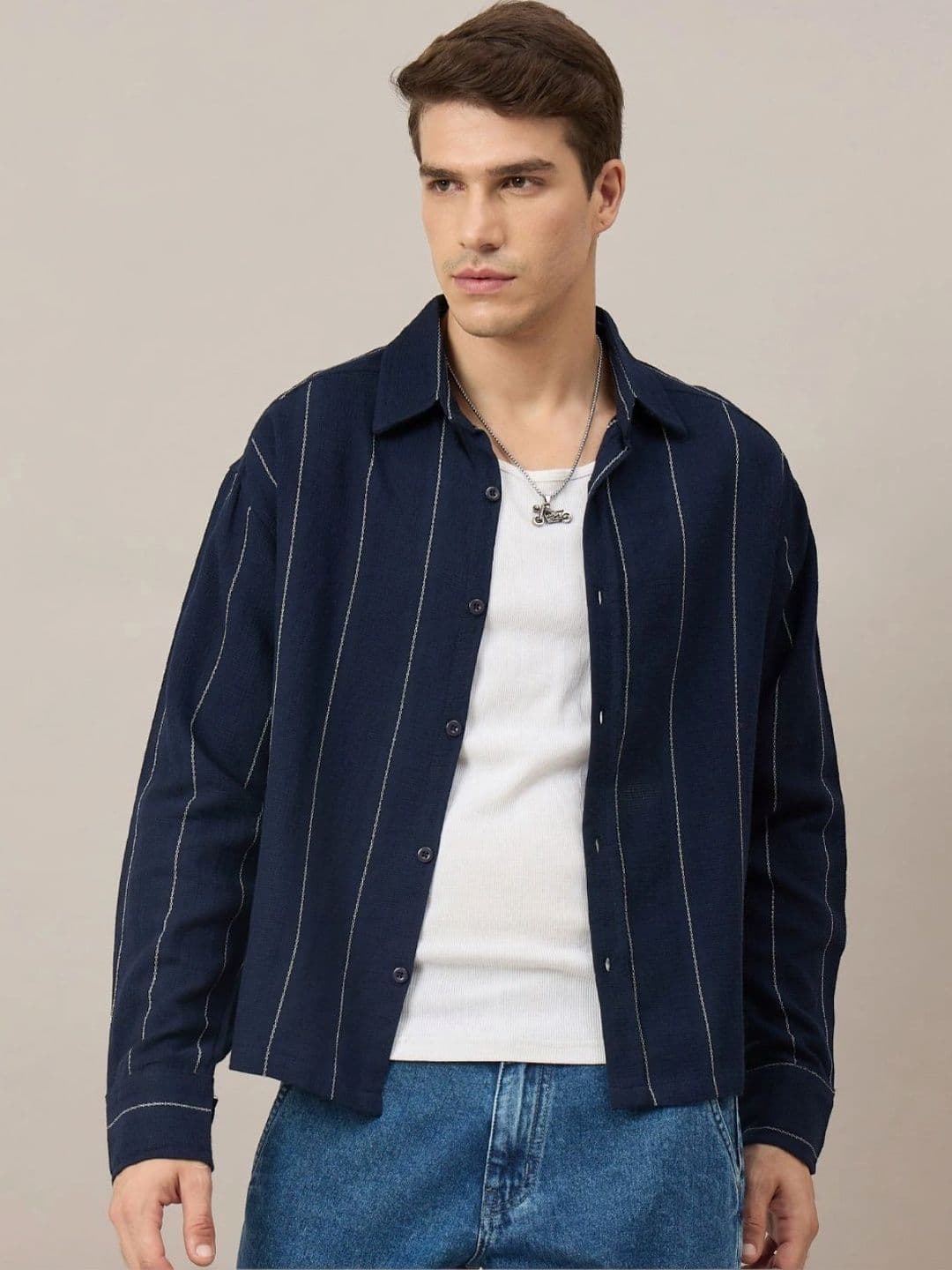 CHIMPAAANZEE Men Boxy Striped Casual Shirt thumbnail 4