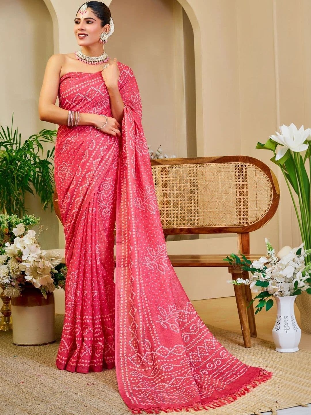 ZAMUNA Bandhani Tissue Designer Bhagalpuri Saree - view 1