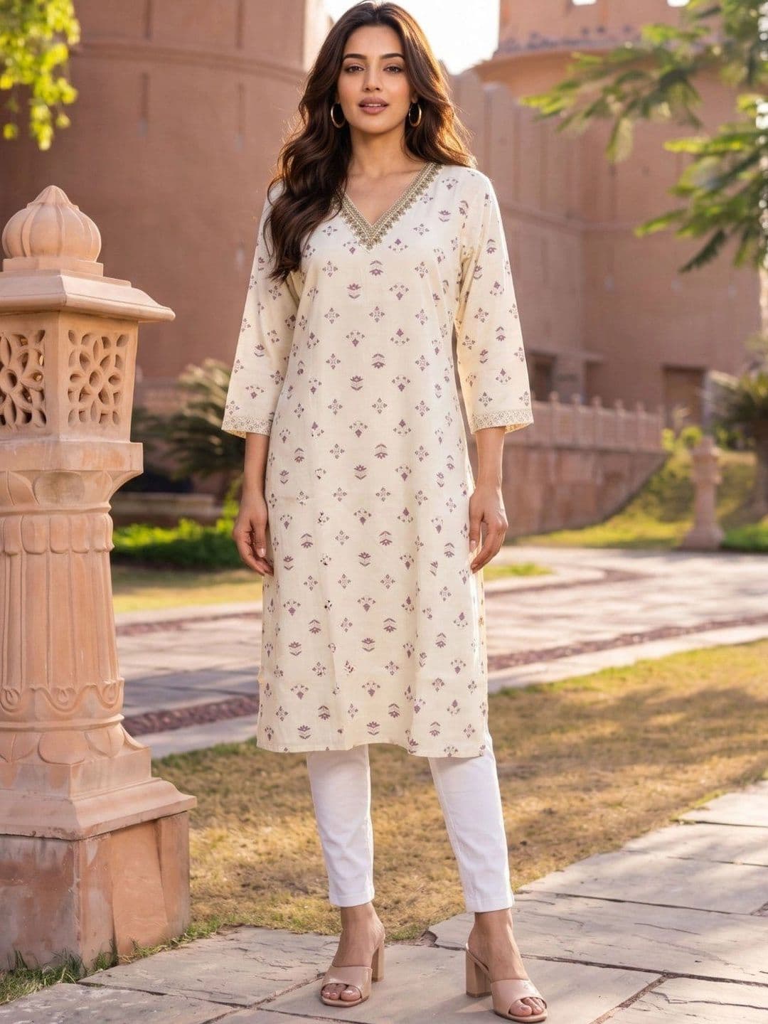 Rangita Women Ethnic Motifs Printed Thread Work Kurta - view 1