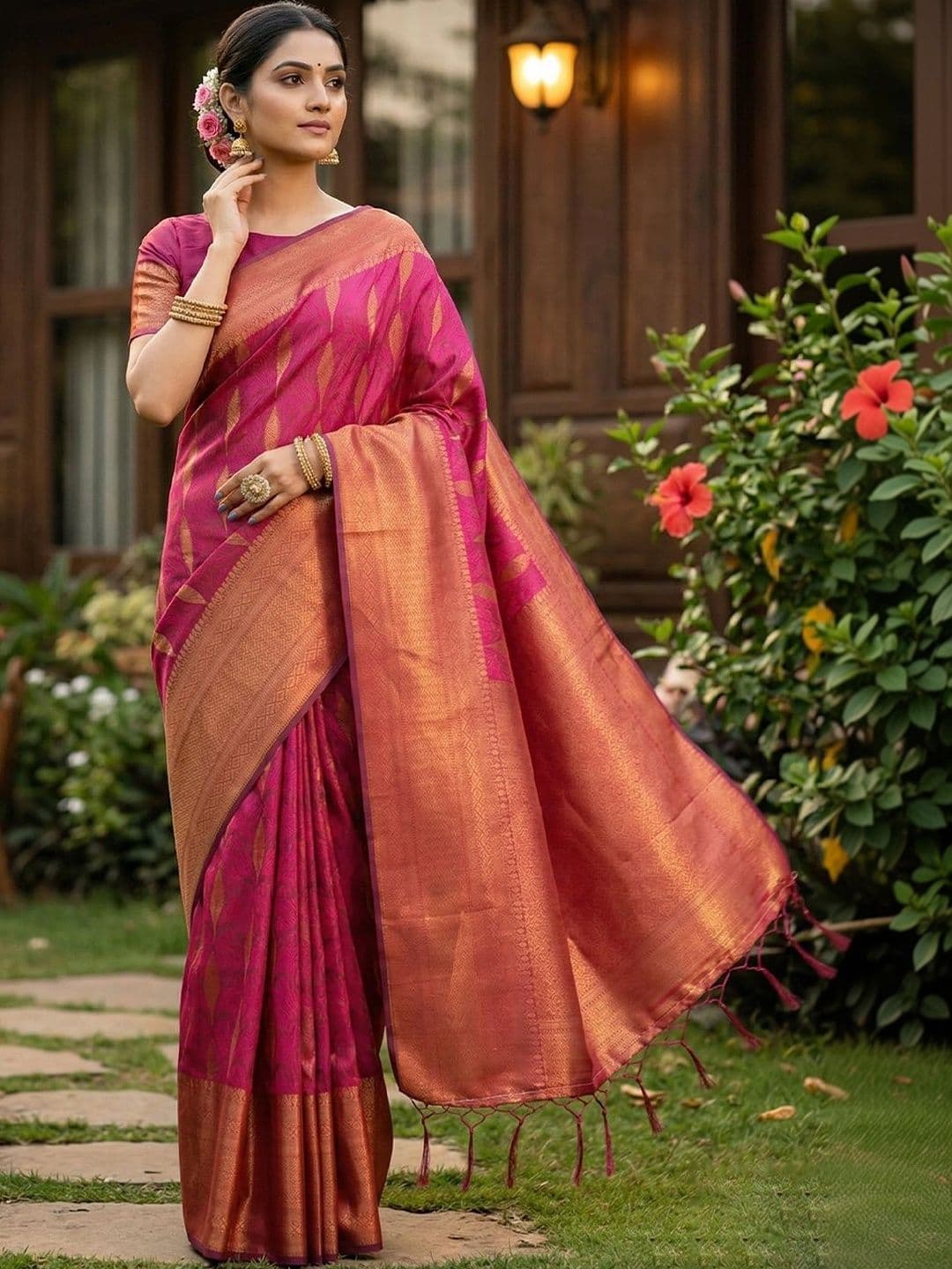 Mitera Woven Design Silk Blend Banarasi Saree - view 1