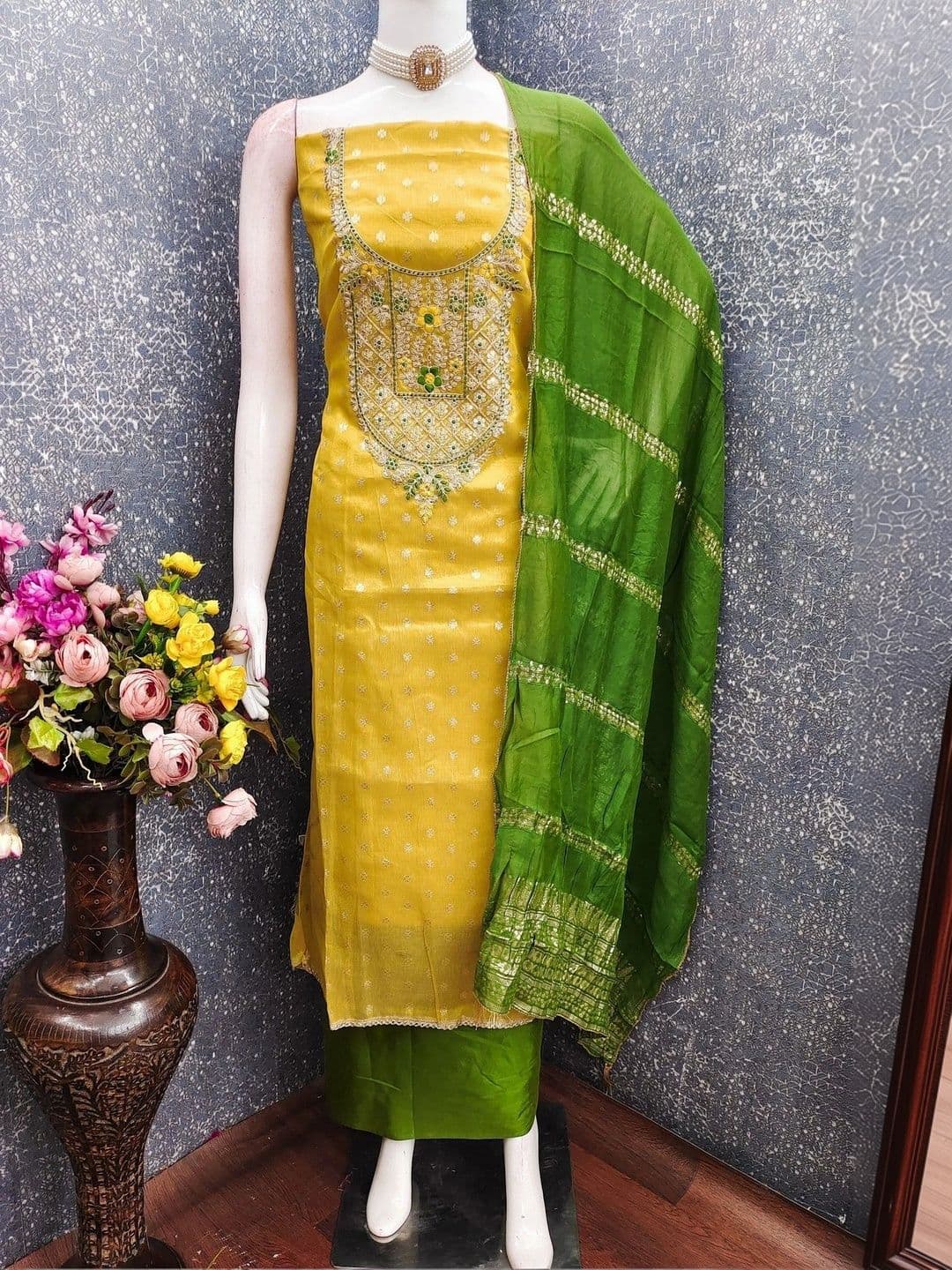 TAVAS Embroidered Unstitched Dress Material - view 1