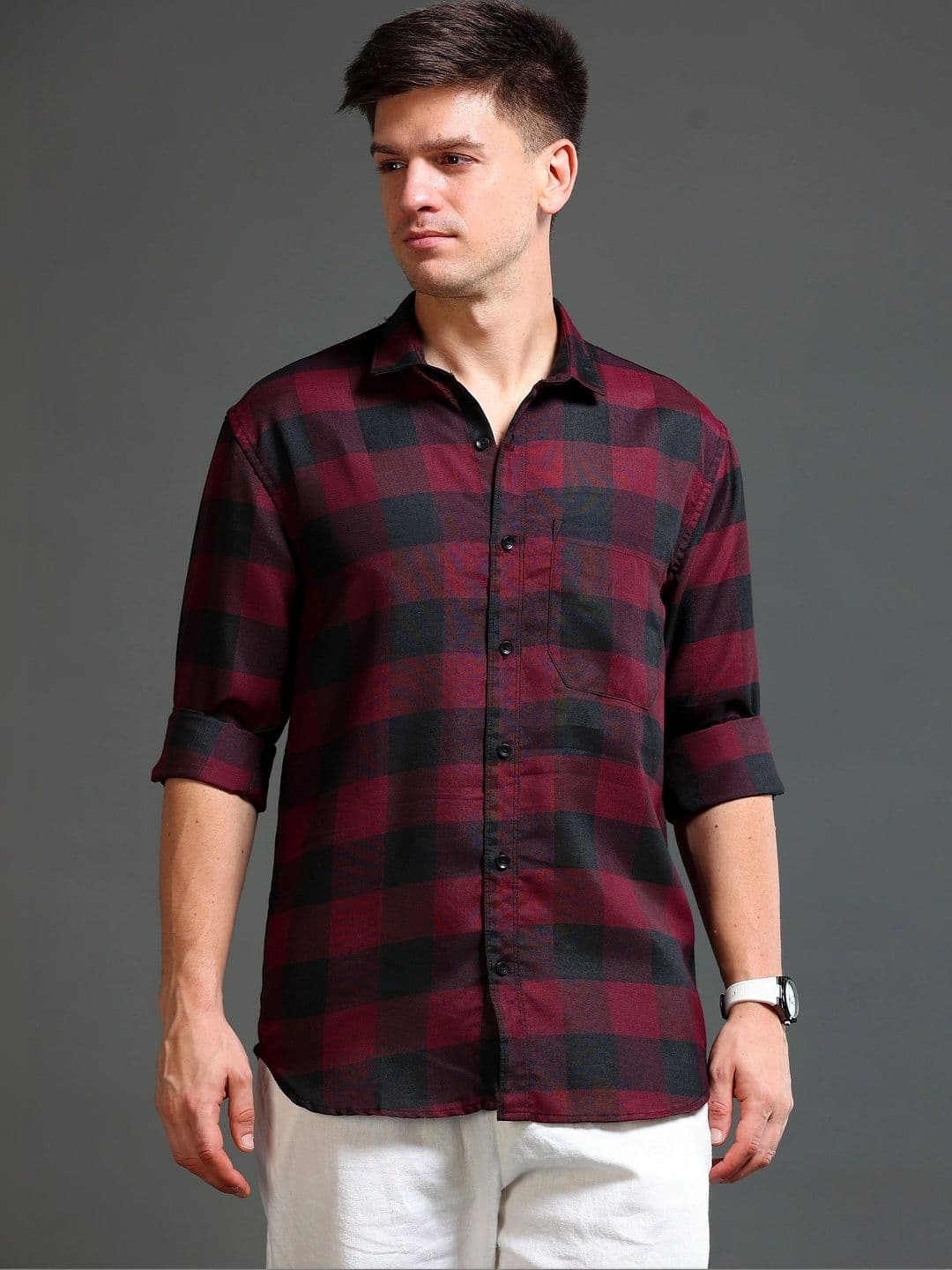 TOM MACKLER Men Classic Slim Fit Buffalo Checks Checked Casual Shirt thumbnail 3
